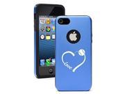Apple iPhone 5 5s Aluminum Silicone Dual Layer Hard Case Cover Love Heart Baseball Softball Blue