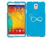 Samsung Galaxy Note 4 Snap On 2 Piece Rubber Hard Case Cover Infinity Love Nursing Stethoscope Light Blue