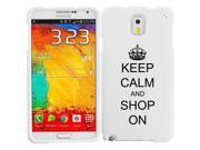 Samsung Galaxy Note 4 Snap On 2 Piece Rubber Hard Case Cover Keep Calm and Shop On Crown White