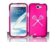 Samsung Galaxy Note 2 Snap On 2 Piece Rubber Hard Case Cover Lacrosse Sticks Hot Pink