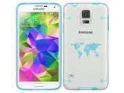 Light Blue Samsung Galaxy Ultra Thin Transparent Clear Hard TPU Case Cover World Map Light Blue for S5