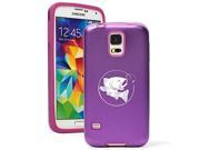 Samsung Galaxy S5 Aluminum Silicone Dual Layer Hard Case Cover Fly Fishing Purple