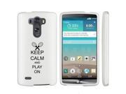 LG G3 Snap On 2 Piece Rubber Hard Case Cover Keep Calm and Play On Tennis White