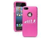 Apple iPhone 5c Aluminum Silicone Dual Layer Hard Case Cover Evolution Football Hot Pink