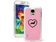 Samsung Galaxy S5 Glitter Bling Hard Case Cover Dachshund Heart Pink