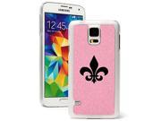 Samsung Galaxy S5 Glitter Bling Hard Case Cover Fleur De Lis Pink