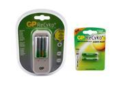 2 Pack AA battery and charger for Olympus D 460ZM 2 pack AA NiMH Battery with GP ReCyko Charger and 2 extra AAA NiMH Batteries