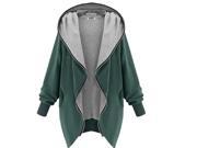 Women Boyfriend Hoodie Cardigan Windbreaker Jacket Green S XXL