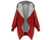 Women Hoodie Hooded Parka Zipper Jacket Cardigan Coat Red S XXL