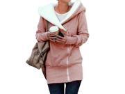 Womens Long Sleeve Hooded Zip up Sweatshirt Hoodie Jacket Pink Size L US 6 8