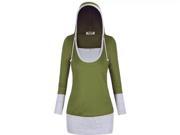 Women Hooded Tunic Tops Long Sleeve Cotton Hooded Hoddies Blouse T shirt Army Green S XXXL