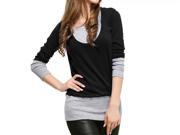 Womens 2 In 1 Hoodie Casual Long Sleeve Shirt Sweatshirt Tops Blouse Black Size S XXXL