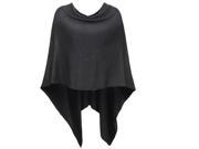 Womens Asymmetric Wrap Solid Knit Short Travel Poncho Draped Dress Topper