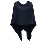 Womens Asymmetric Wrap Solid Knit Short Travel Poncho Draped Dress Topper