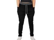 Mens Harem Pants Casual Drawstring Gym Stratchy Running Trousers Baggy Jogging Trousers Black