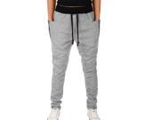 Men Tracksuit Bottoms Side Pocket Baggy Casual Jogging Pants Trousers Light Gray