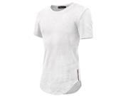 Mens Gents Hipster Hip Hop Long T shirt with Side Trim White