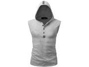 Men Henley Shirt 100% Cotton Slim Fit Lightweight Hoodie Tank Top Sweatshirt Gray S XL