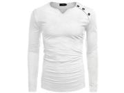 Men s Casual Tri Blend Raglan Tops Solid Basic Notch V Neck T shirt White M XXL