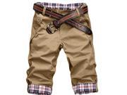 Men s Perfect Work Short D3 Classic Fit Flat Front Comfortable Pants Khaki Waist 30 36