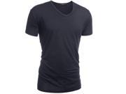 Men s Gents Casual T shirts Short Sleeve V Neck Rehular Fit Shirts Navy Blue S M L