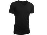 Men s V Neck Solid Casual Tops Light Weight Classic Performance T Shirts Black