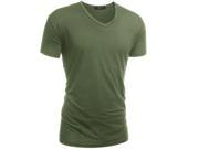 Men s Fashion T Shirts Summer V Neck Base Tee Shirts Green Size S M L
