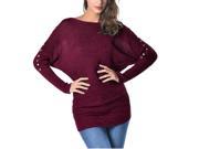 Women s Loose Fit Knitted Pullover Batwing Button Deco Baggy Top Blouse XS XXL