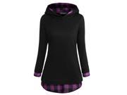 Women s Color Contrast Tunic Coat Checkered Tee School Wear Size S XXL