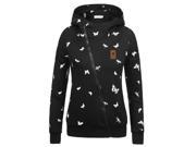 Women s Slant Full Zipper Hoodie Jumper Active Sportwear Printed Pullover Coat S XL