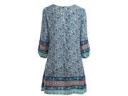 Women s Tied V Neck Casual Mini Dress Ethnic Floral Print Blouse S XL