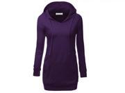 Women s Casual Sweatshirt Solid Slim Fit Drawcord Hoodie Blouse Tops S XL