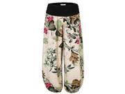 Women s Floral Print Harem Pants Elastic Waist Jogger One Size