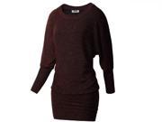 Women Fashion Bling Mini Dress Batwing Long Blouse Knitted Slim Fit Hot Red