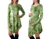Women s Maternity Dress High Stretchy Hankerchief Hem Mini Dress Tie Dye Green S XL