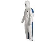 DuPont TD127SWB4X0025CM Hooded Disposable Coveralls with Elastic Cuff White Blue 4XL Tyvek 400 D