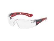 Rush Series Safety Glasses Clear Polycarbonate Lenses Red Grey Temp