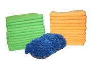 Atlas Microfiber Cleaning Cloth 48 Pack 24 Green and 24 Orange with 1 FREE Chenille Sponge with Scrubber as shown