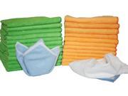 Atlas Microfiber Cleaning Cloth 12 Pack 6 Green and 6 Orange with 2 FREE Soft N Shiney Microfiber Cloths