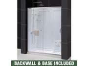 DreamLine Infinity Z Frameless Sliding Shower Door 30 by 60 Single Threshold Shower Base and QWALL 5 Shower Backwall Kit