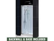 DreamLine Butterfly Frameless Bi Fold Shower Door 32 by 32 Single Threshold Shower Base and QWALL 5 Shower Backwall Kit