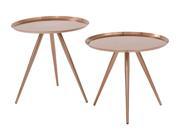 Tiffany Side Table with Brushed Copper Plate finish 2 Pack