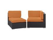 Convene Corner and Middle Outdoor Patio Sectional Set in Espresso Orange