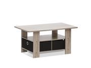 FURINNO 11158GYW BK Coffee Table with Bin Drawer French Oak Grey Black