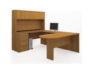 Bestar 60875 68 Embassy U Shaped Workstation Kit Including Assembled Pedestal In Cappuccino Cherry Finish