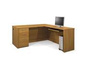 Bestar 60873 68 Embassy L Shaped Workstation Kit Kit Including Assembled Pedestal In Cappuccino Cherry Finish