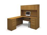 Bestar 60874 68 Embassy L Shaped Workstation Kit Kit Including Assembled Pedestal In Cappuccino Cherry Finish