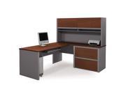 Bestar 93872 39 Connexion L Shaped Workstation Kit Including Assembled Oversized Pedestal In Bordeaux Slate Finish