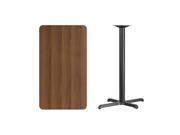 24 x 42 Rectangular Walnut Laminate Table Top with 22 x 30 Bar Height Table Base