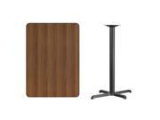 30 x 42 Rectangular Walnut Laminate Table Top with 22 x 30 Bar Height Table Base